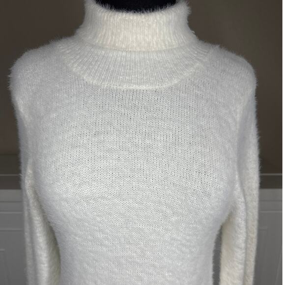 Bardot Lavinia Brushed Long Sleeve Turtleneck Sweater Midi Dress Ivory Size L - Picture 7 of 14